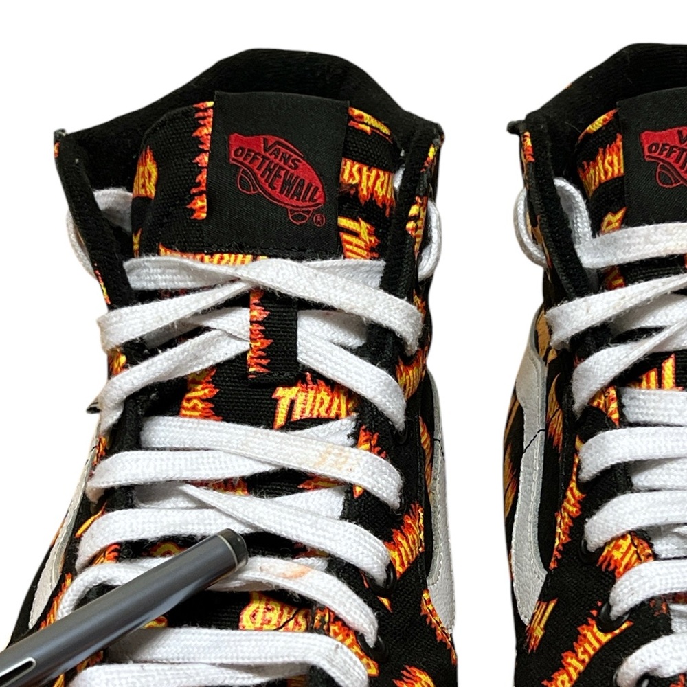 🟡Vans Men’s Thrasher x Skate Sk8-Hi 'Allover Thrasher Logo Shoes Size 11.5 - Picture 3 of 12